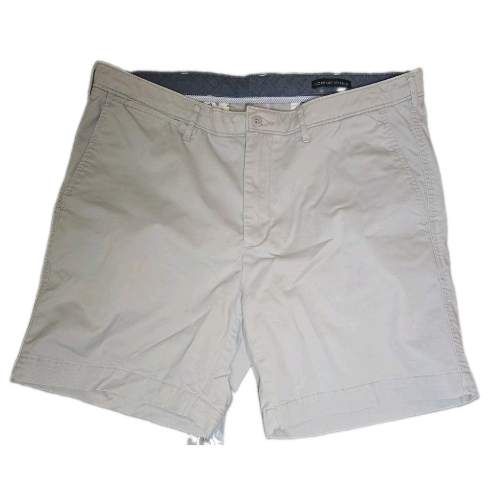 Cremieux Shorts Mens 38 Khaki Gray Comfort Stretch Flat Front Paisley Lined Golf